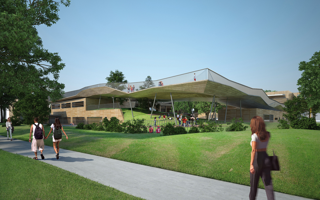 vue coté venelle du groupe scolaire ginko
