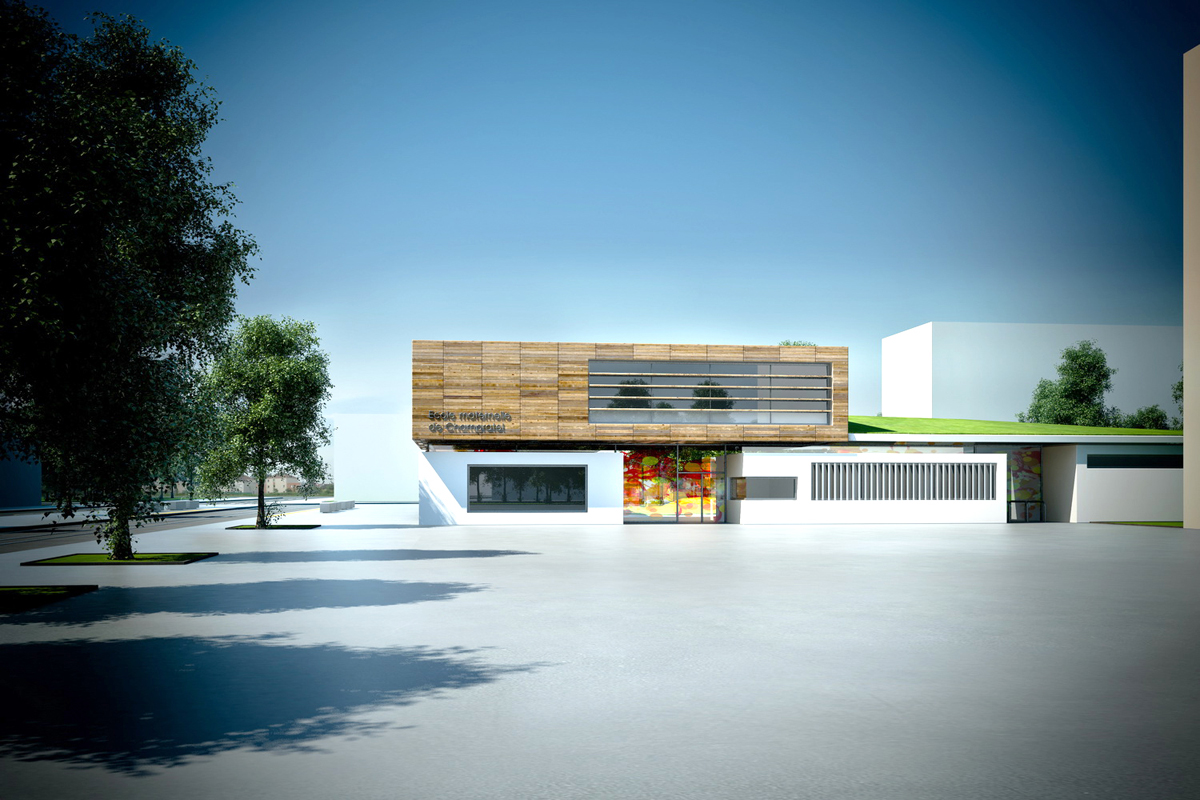 vue frontale du groupe scolaire