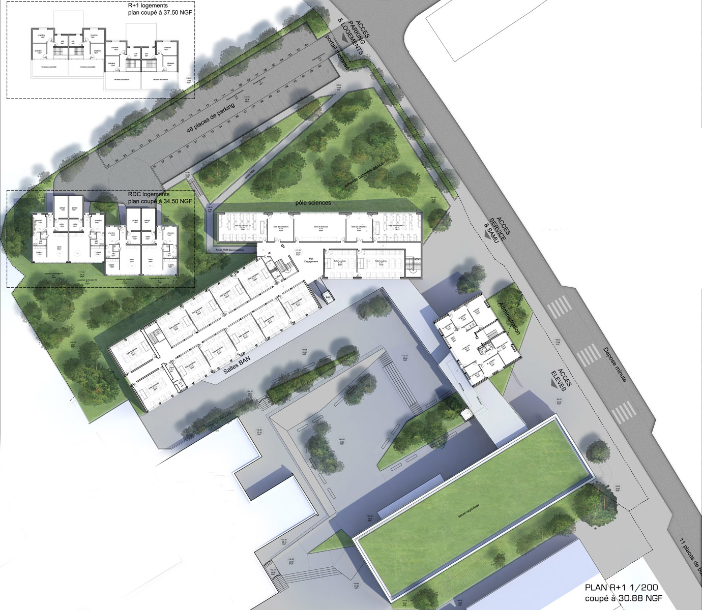 plan du r+1 du college