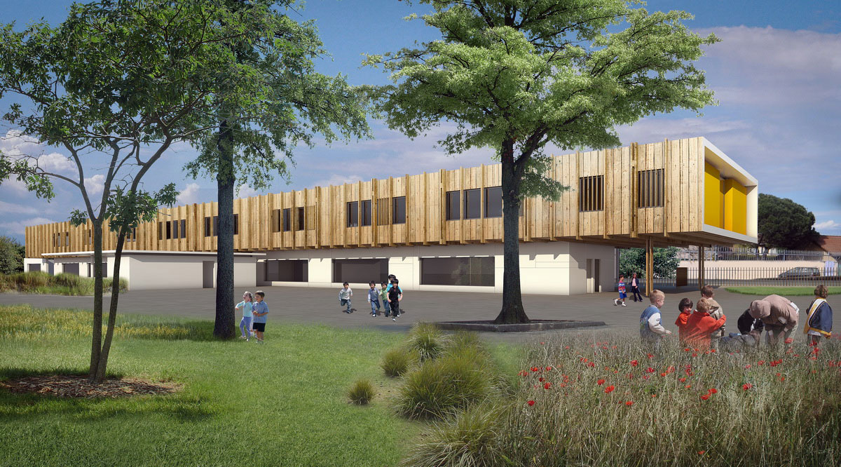 vue coté cours du groupe scolaire