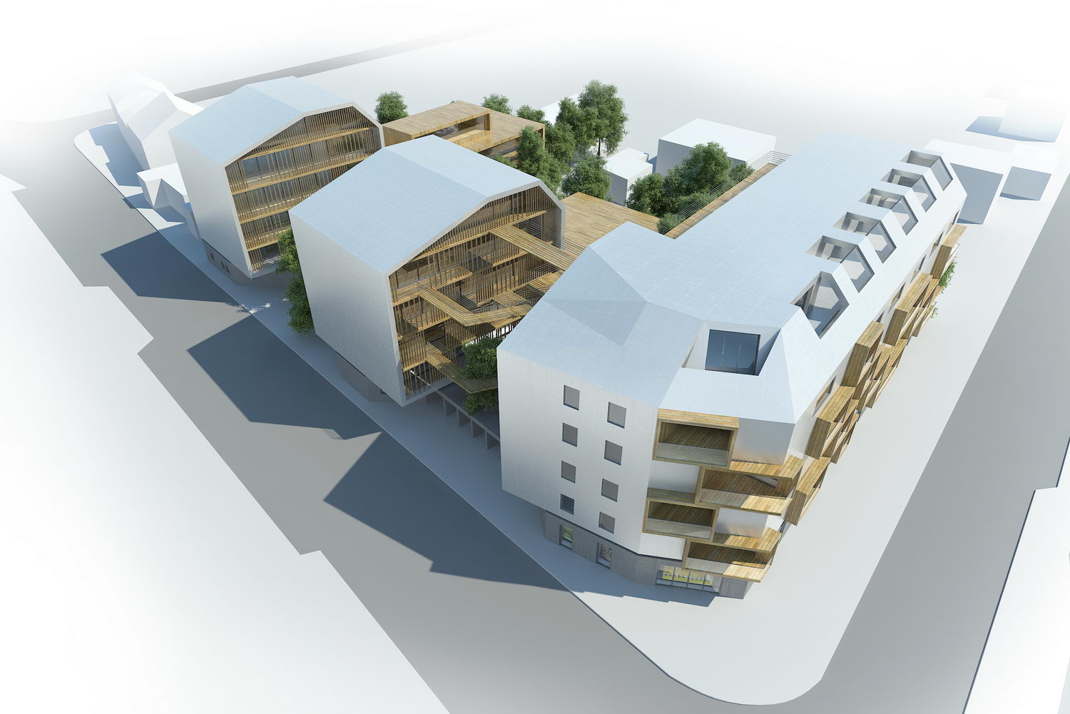 perspective aerienne du projet de logements