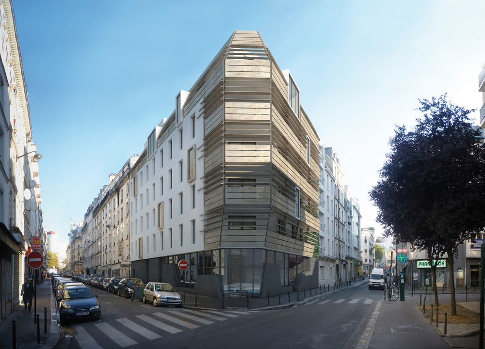 vue extérieure dans l'angle de la rue