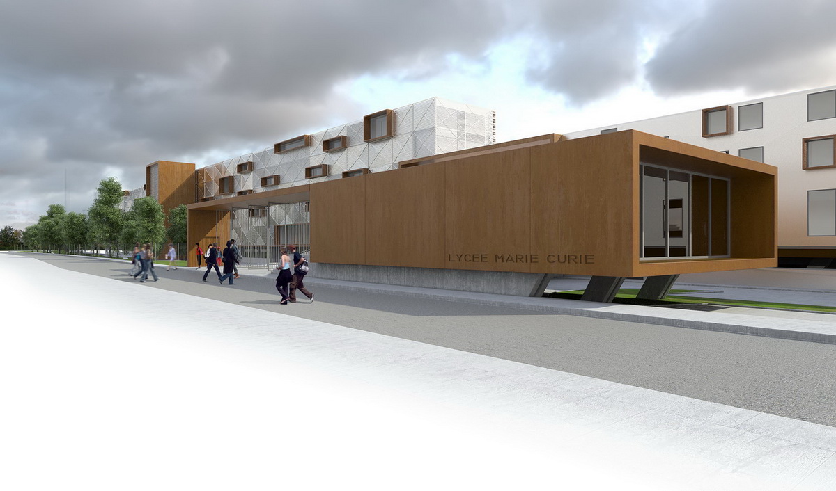 vue exterieure du parvis du lycée