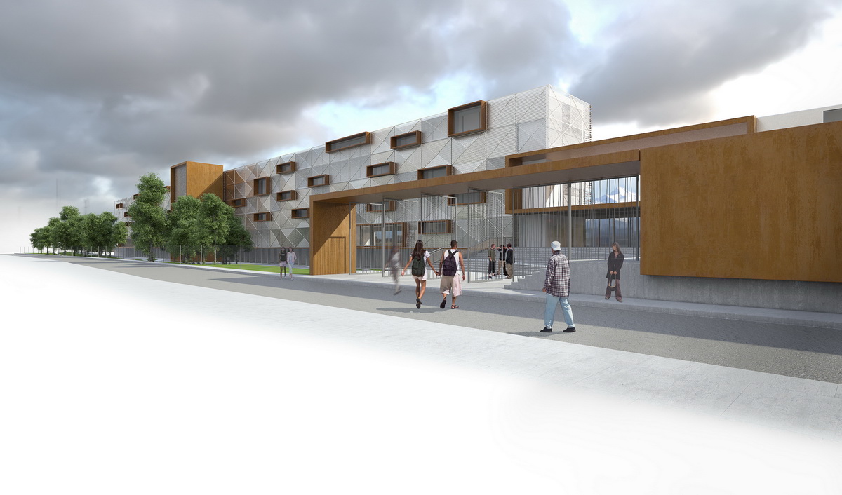 vue rapprochée du parvis du lycée